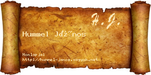 Hummel János névjegykártya